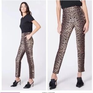 Veronica Beard Leopard Print Straight Trouser Pants Size 6 Brown Black Animal
